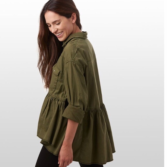 Free People Tops - free People button up army peplum blouse (XS)